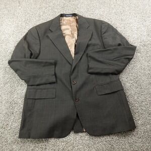 VTG Chaps Ralph Lauren Blazer Mens 44R Brown Plaid Wool Sport Coat Jacket Suit